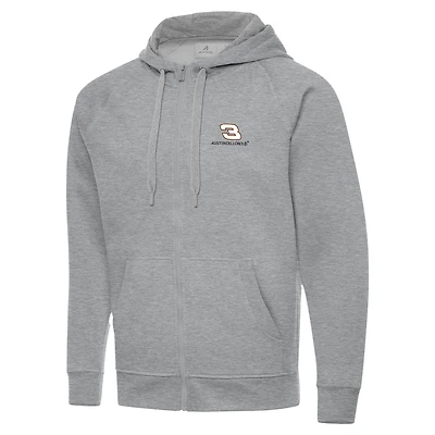 Men's Antigua  Heather Gray Austin Dillon Victory Full-Zip Hoodie