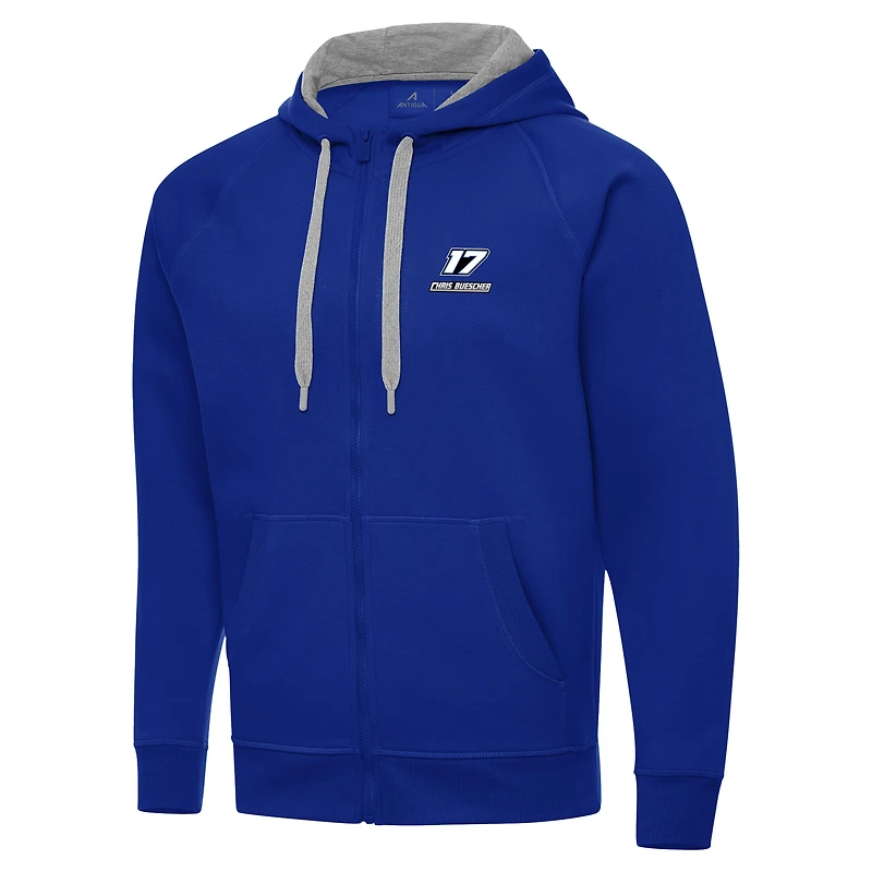Men's Antigua Royal Chris Buescher Victory Full-Zip Hoodie