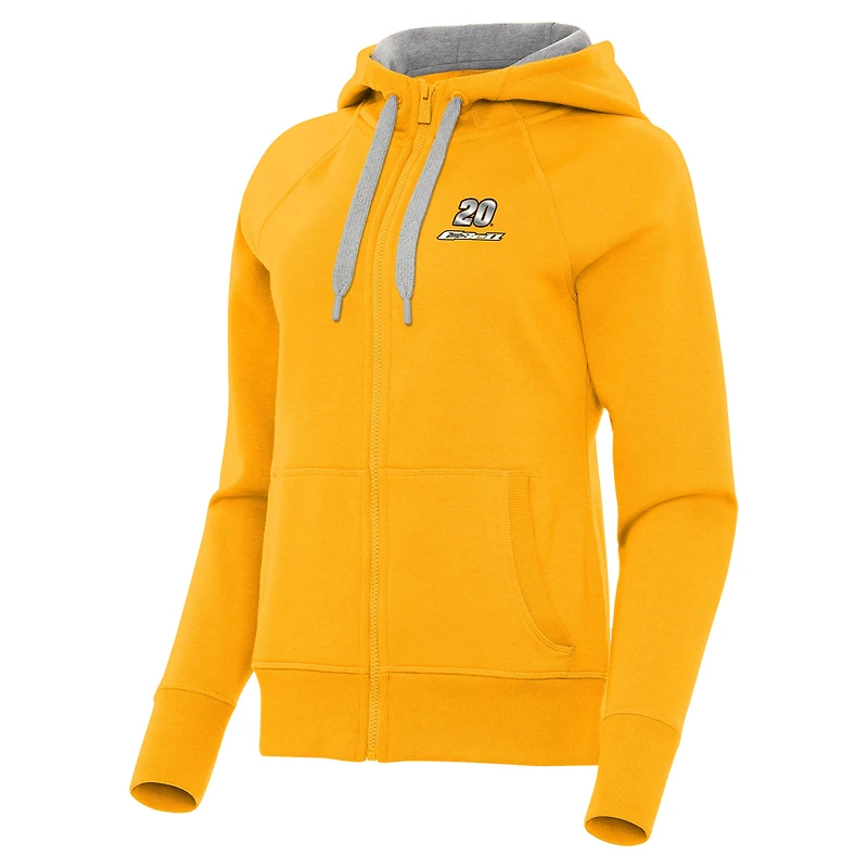 Women's Antigua Gold Christopher Bell Victory Full-Zip Hoodie
