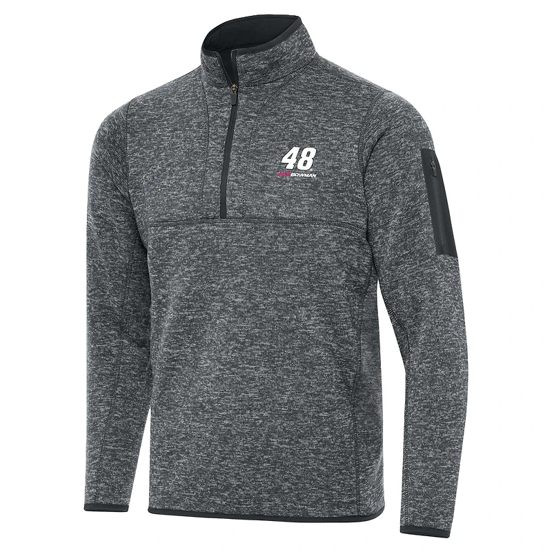 Men's Antigua Heather Gray Alex Bowman Big & Tall Fortune Quarter-Zip Pullover Jacket