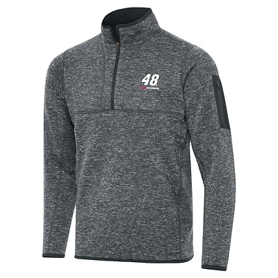 Men's Antigua Heather Gray Alex Bowman Big & Tall Fortune Quarter-Zip Pullover Jacket