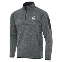 Men's Antigua Heather Gray Alex Bowman Big & Tall Fortune Quarter-Zip Pullover Jacket