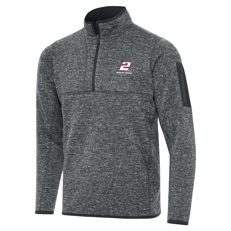Men's Antigua Heather Gray Austin Cindric Big & Tall Fortune Quarter-Zip Pullover Jacket
