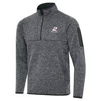 Men's Antigua Heather Gray Austin Cindric Big & Tall Fortune Quarter-Zip Pullover Jacket