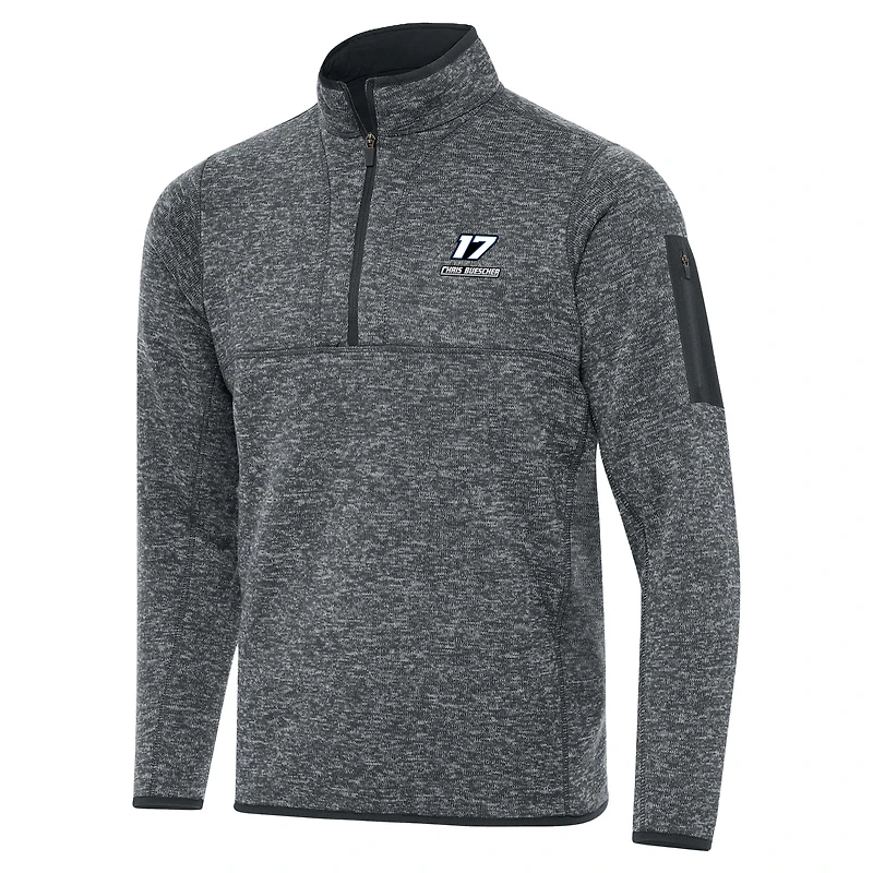 Men's Antigua Heather Gray Chris Buescher Big & Tall Fortune Quarter-Zip Pullover Jacket