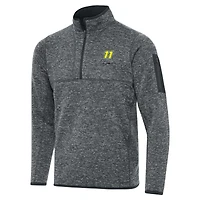 Men's Antigua Heather Gray Denny Hamlin Big & Tall Fortune Quarter-Zip Pullover Jacket