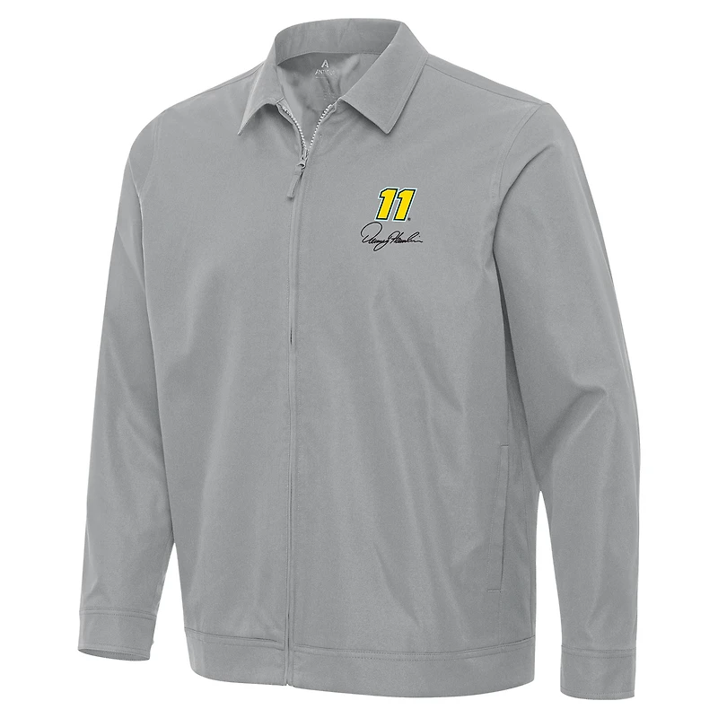 Men's Antigua Gray Denny Hamlin Pivot Full-Zip Jacket