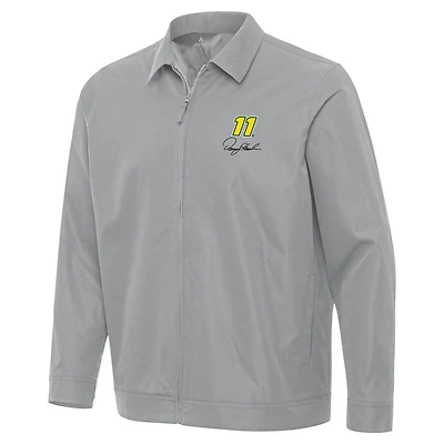 Men's Antigua Gray Denny Hamlin Pivot Full-Zip Jacket