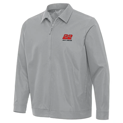 Men's Antigua Gray Joey Logano Pivot Full-Zip Jacket