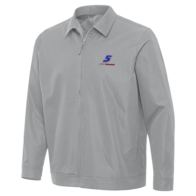 Men's Antigua  Gray Kyle Larson Pivot Full-Zip Jacket
