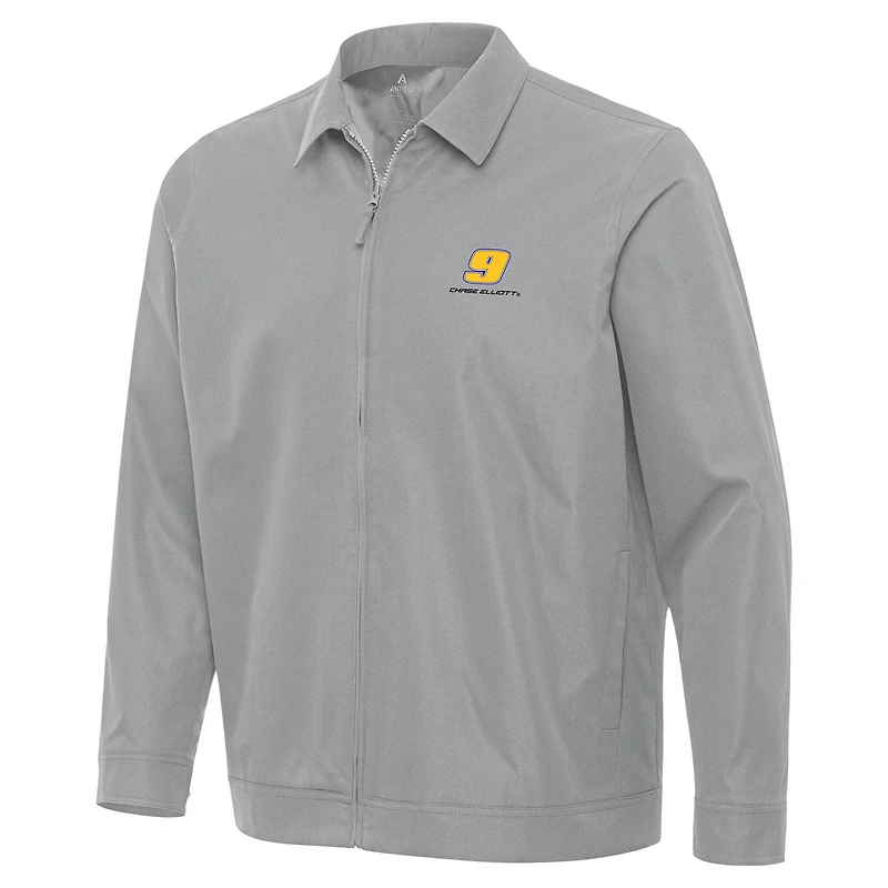 Men's Antigua Gray Chase Elliott Pivot Full-Zip Jacket