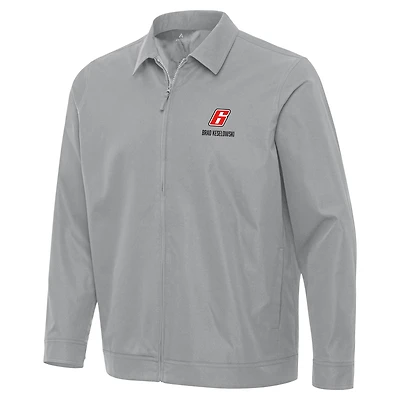 Men's Antigua Gray Brad Keselowski Pivot Full-Zip Jacket