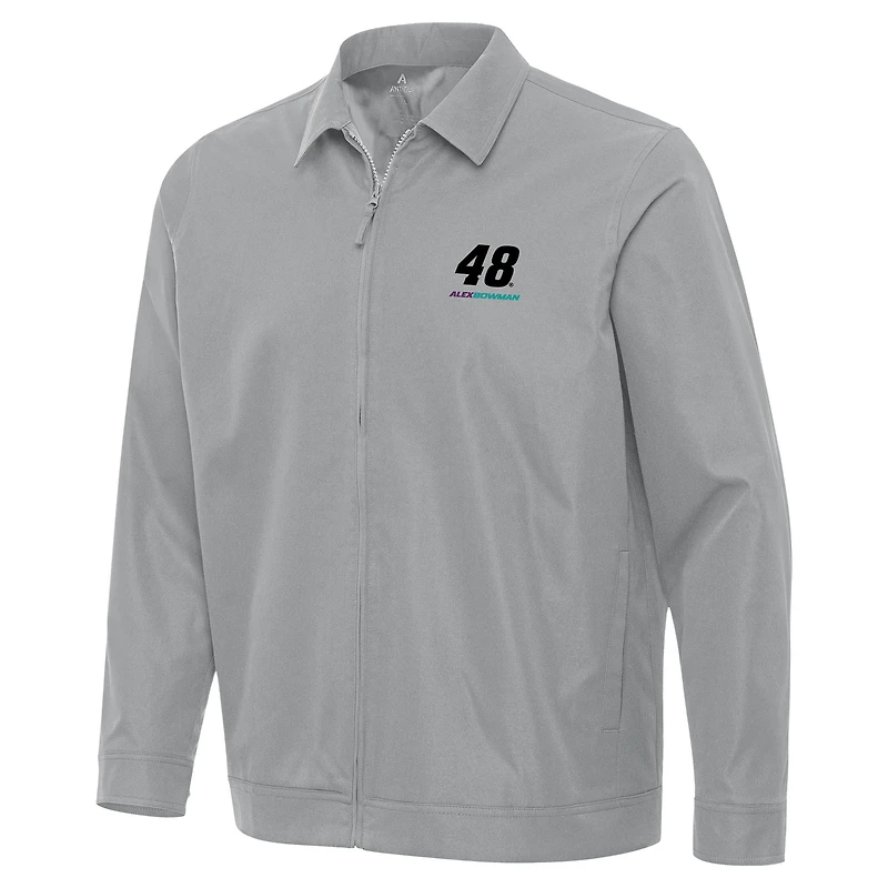 Men's Antigua Gray Alex Bowman Pivot Full-Zip Jacket