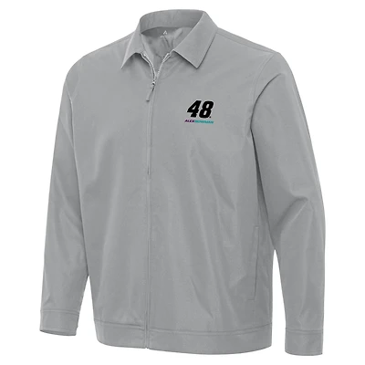 Men's Antigua Gray Alex Bowman Pivot Full-Zip Jacket