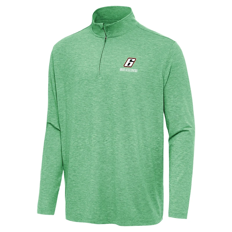 Men's Antigua Heather Kelly Green Brad Keselowski Hunk Quarter-Zip Top