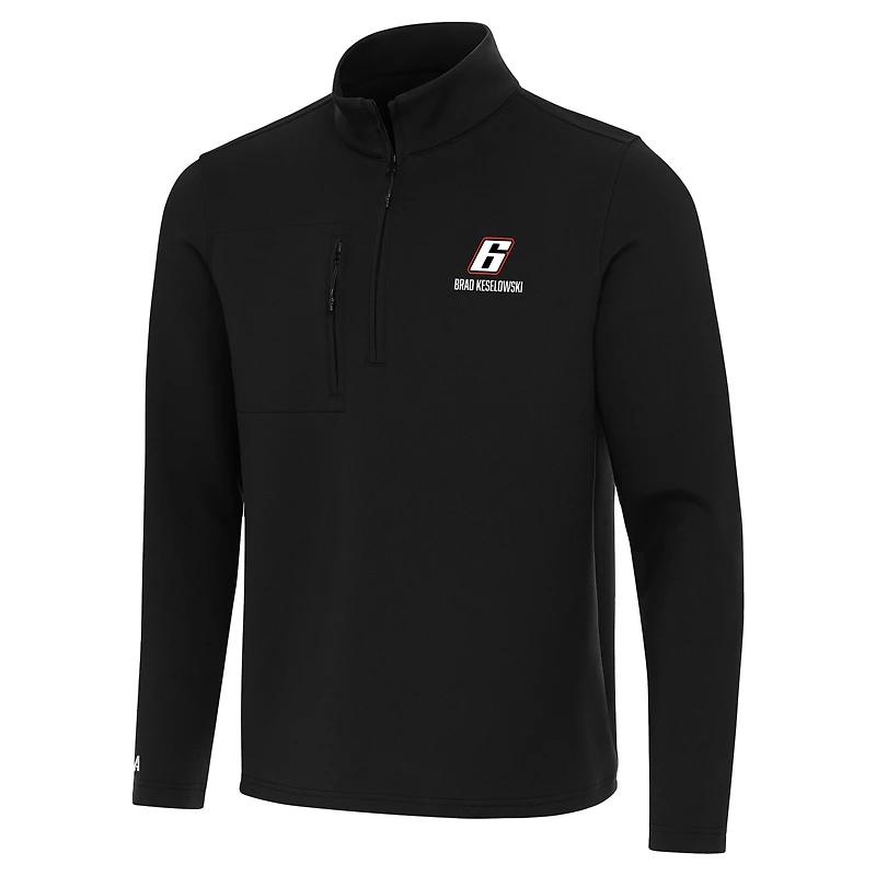 Men's Antigua Black Brad Keselowski Insider Quarter-Zip Top