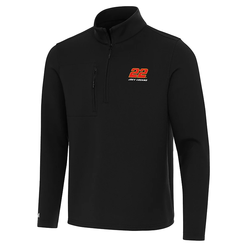 Men's Antigua Black Joey Logano Insider Quarter-Zip Top