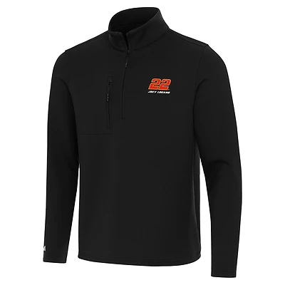 Men's Antigua Black Joey Logano Insider Quarter-Zip Top