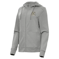 Women's Antigua  Heather Gray Christopher Bell Seeker Full-Zip Hoodie Jacket