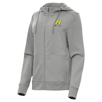 Women's Antigua  Heather Gray Jeff Gordon Seeker Full-Zip Hoodie