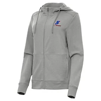 Women's Antigua  Heather Gray Kyle Larson Seeker Full-Zip Hoodie