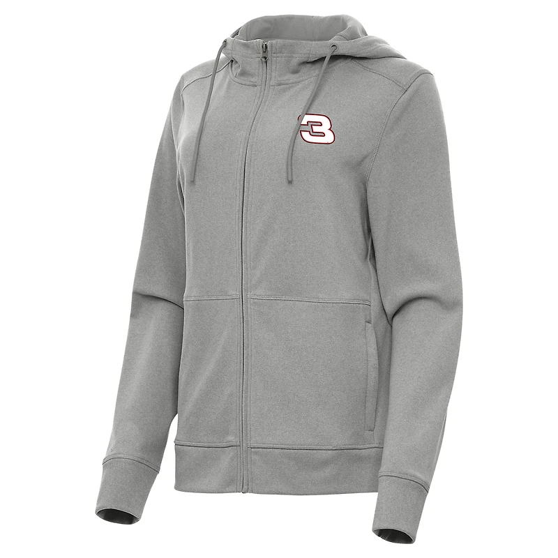 Women's Antigua  Heather Gray Richard Childress Racing Seeker Full-Zip Hoodie
