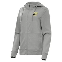 Women's Antigua  Heather Gray Ryan Blaney Seeker Full-Zip Hoodie Jacket