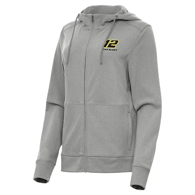 Women's Antigua  Heather Gray Ryan Blaney Seeker Full-Zip Hoodie Jacket