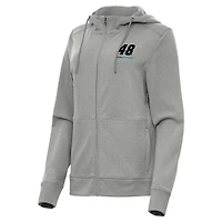 Women's Antigua  Heather Gray Alex Bowman Seeker Full-Zip Hoodie Jacket