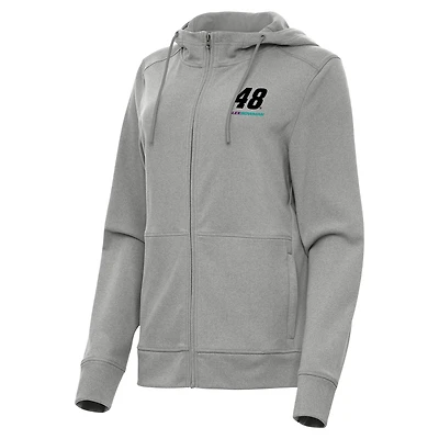 Women's Antigua  Heather Gray Alex Bowman Seeker Full-Zip Hoodie Jacket