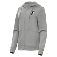 Women's Antigua  Heather Gray Chris Buescher Seeker Full-Zip Hoodie