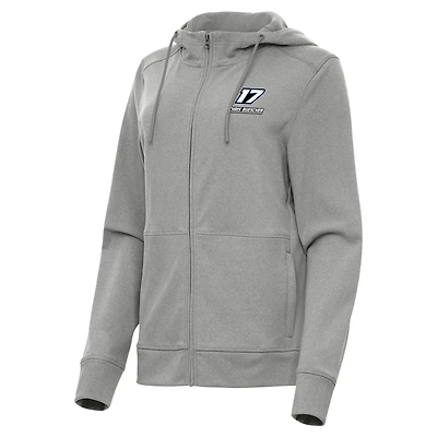 Women's Antigua  Heather Gray Chris Buescher Seeker Full-Zip Hoodie
