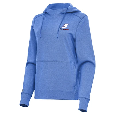 Women's Antigua Heather Royal Kyle Larson Justice Pullover Hoodie