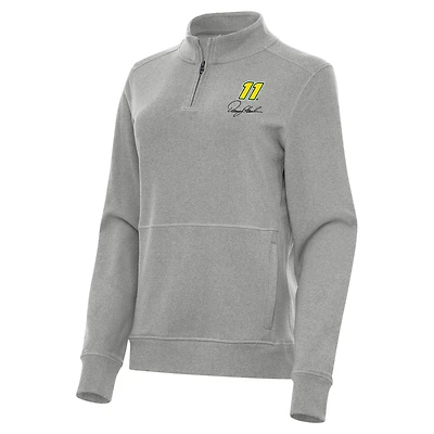 Women's Antigua  Heather Gray Denny Hamlin Crush Quarter-Zip Sweatshirt
