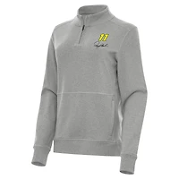 Women's Antigua  Heather Gray Denny Hamlin Crush Quarter-Zip Sweatshirt