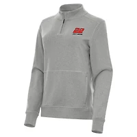 Women's Antigua  Heather Gray Joey Logano Crush Quarter-Zip Sweatshirt