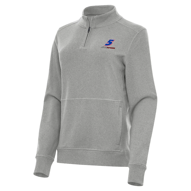 Women's Antigua  Heather Gray Kyle Larson Crush Quarter-Zip Sweatshirt