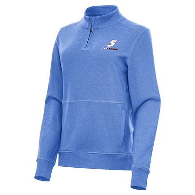 Women's Antigua  Heather Royal Kyle Larson Crush Quarter-Zip Sweatshirt