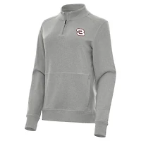 Women's Antigua  Heather Gray Richard Childress Racing Crush Quarter-Zip Sweatshirt