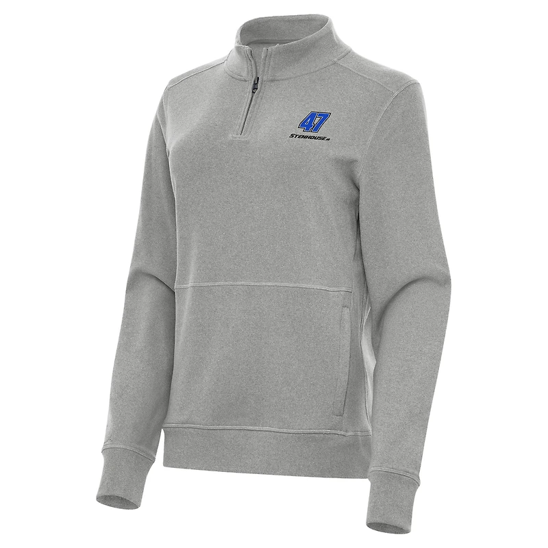 Women's Antigua  Heather Gray Ricky Stenhouse Jr. Crush Quarter-Zip Sweatshirt