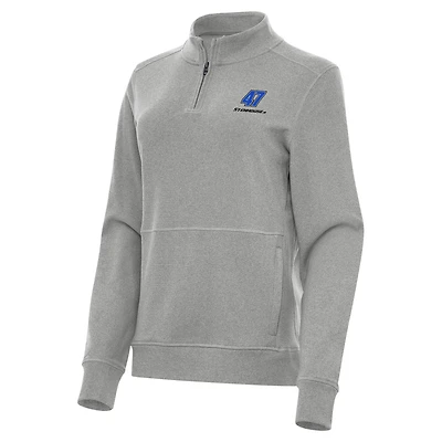 Women's Antigua  Heather Gray Ricky Stenhouse Jr. Crush Quarter-Zip Sweatshirt