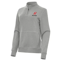 Women's Antigua  Heather Gray Brad Keselowski Crush Quarter-Zip Sweatshirt