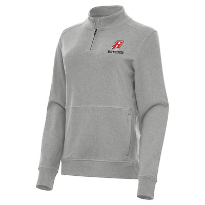 Women's Antigua  Heather Gray Brad Keselowski Crush Quarter-Zip Sweatshirt