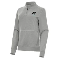 Women's Antigua  Heather Gray Alex Bowman Crush Quarter-Zip Sweatshirt
