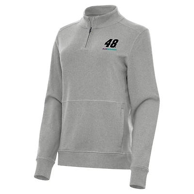 Women's Antigua  Heather Gray Alex Bowman Crush Quarter-Zip Sweatshirt