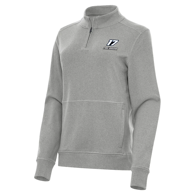 Women's Antigua  Heather Gray Chris Buescher Crush Quarter-Zip Sweatshirt