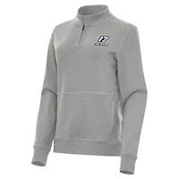 Women's Antigua  Heather Gray Chris Buescher Crush Quarter-Zip Sweatshirt
