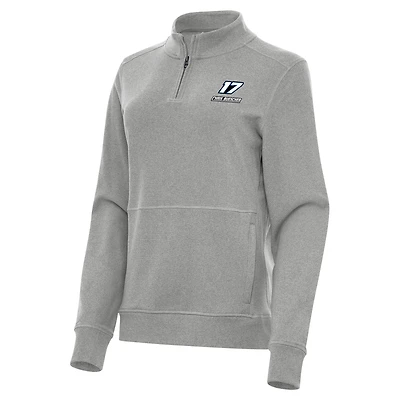 Women's Antigua  Heather Gray Chris Buescher Crush Quarter-Zip Sweatshirt