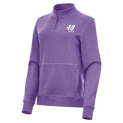 Women's Antigua  Heather Purple Alex Bowman Crush Quarter-Zip Sweatshirt