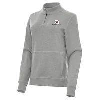 Women's Antigua  Heather Gray Austin Dillon Crush Quarter-Zip Sweatshirt